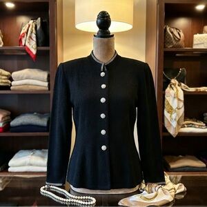 Toula Vintage Embellished Black Button-Up Jacket